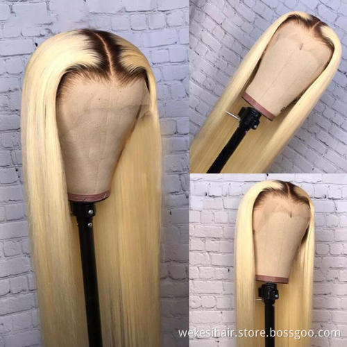 Raw Virgin Cuticle Aligned Brazilian Human Hair Transparent Lace Frontal 613 HD Lace Front Wig With Baby Hair For Black Women